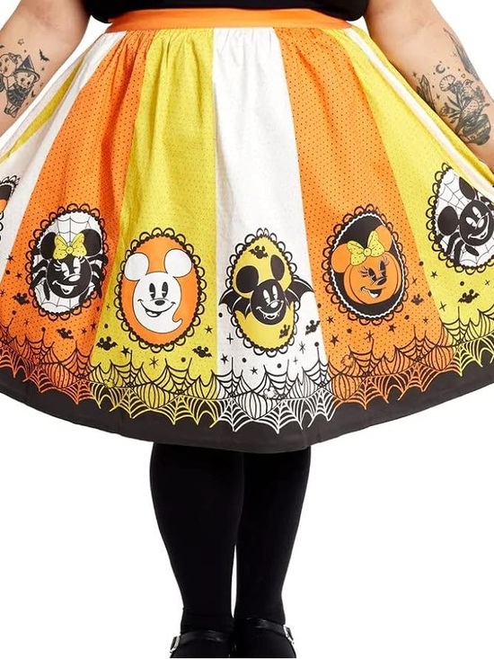 Loungefly Dresses & Skirts - Loungefly Halloween Mickey and Minnie Panel Skirt in Orange, Yellow, White